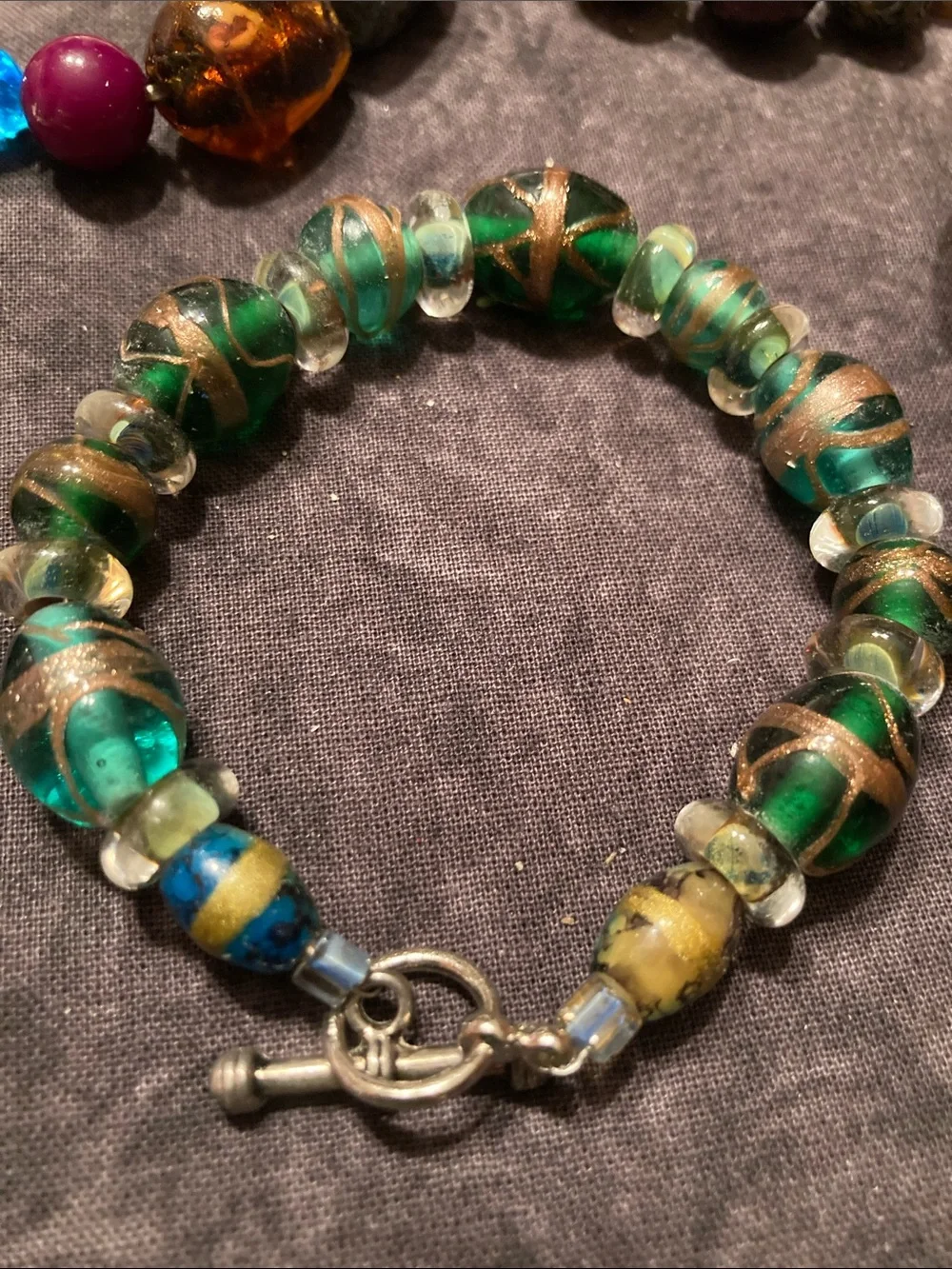 Awesome Beaded Bracelet Lot of 6 Glass Stone Resin